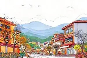 《山脊上的课》山间教室的窗景画面